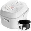 Toshiba Mini Rice Cooker 3 Cup Capacity Mini rice cooker that cooks uncooked rice with steaming and warming functions, fuzzy logic and one-touch cooking, 24-hour delay timer and auto-keep warm feature.